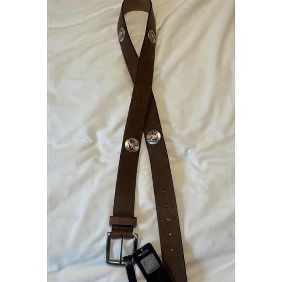 NFL Other - NWT Tampa Bay Buccaneers NFL Mens Brown Leather Concho Belt Silver Logo Size 42